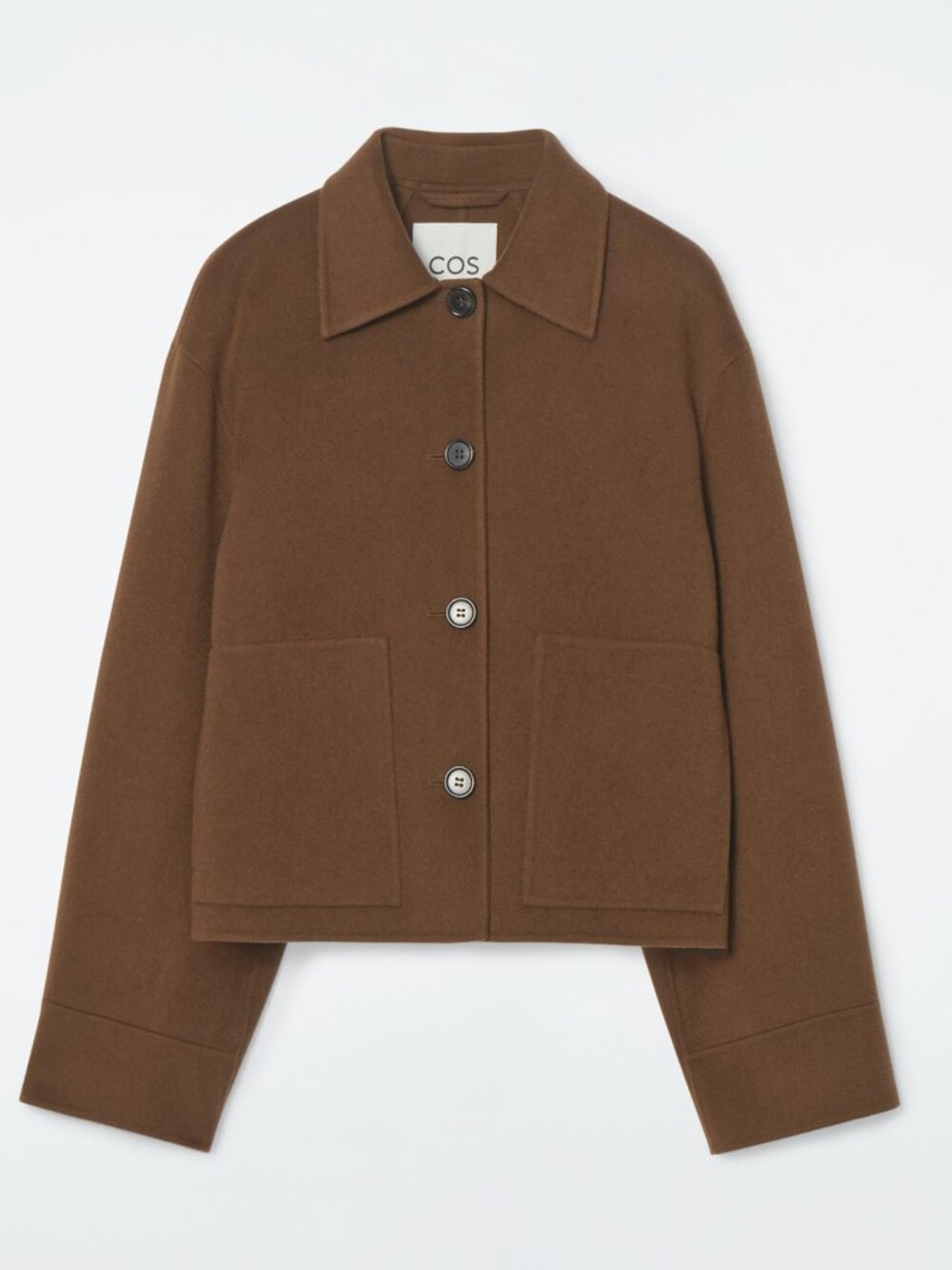 COS Boxy Double-Faced Wool Short Jacket Brown